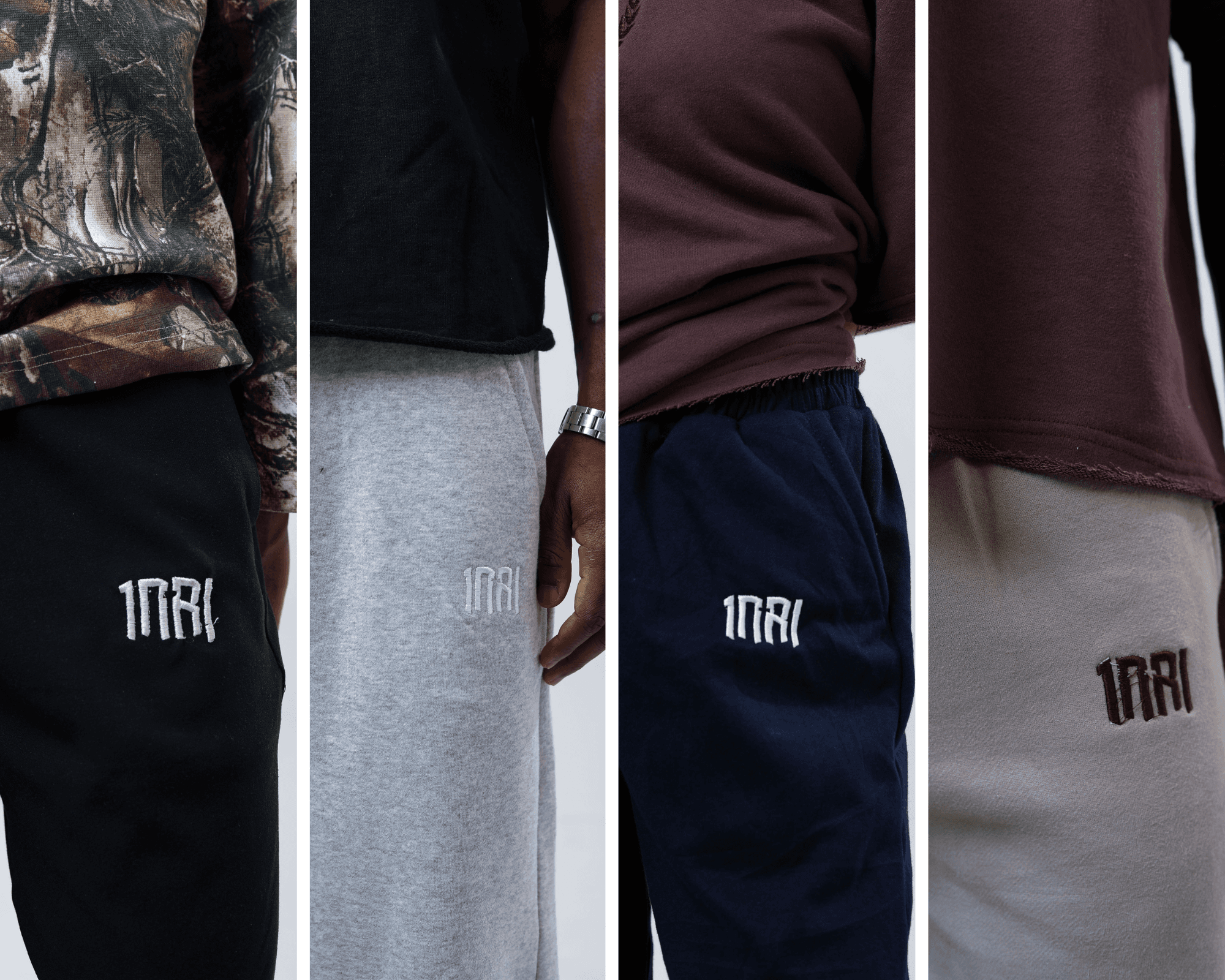 INRI branded pants in four colorways